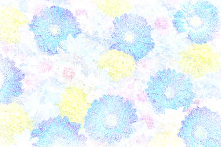 Stippling art. Rose, Blue gerberas. Floral background in dotwork style.の写真素材