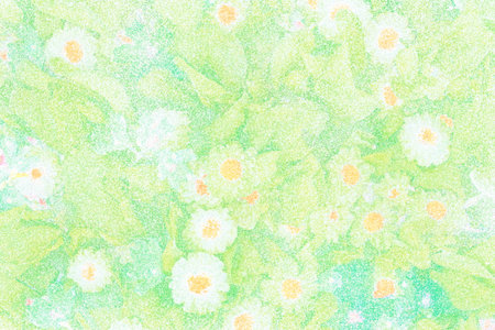 Stippling art. Arrangement of white daisies. Floral background in dotwork style.の写真素材