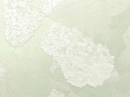Metallic green hydrangeas. Embossed illustration. 3D renderの写真素材