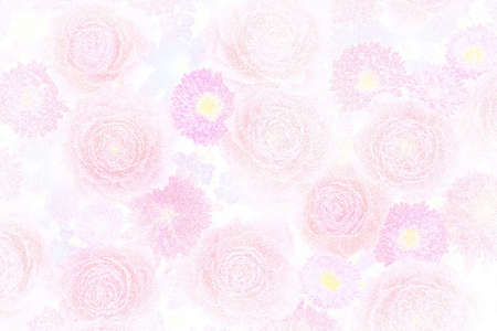 Stippling art. Pink roses. Floral background in dotwork style.の写真素材
