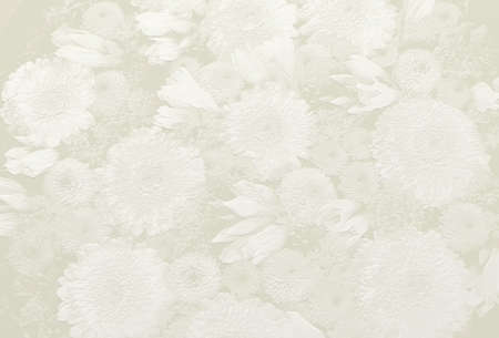 Relief of white flowers on gray background. 3D illustration. 3D renderの写真素材