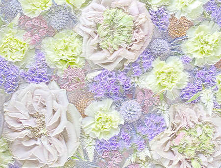 Relief of roses and carnations. Floral backbround. 3D illustration. 3D renderの写真素材