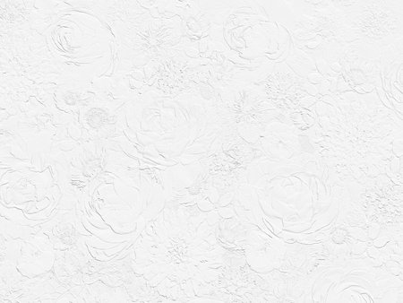 Relief of ranunculus, nigella and scabiosa. White floral background. 3D illustration. 3D renderの写真素材