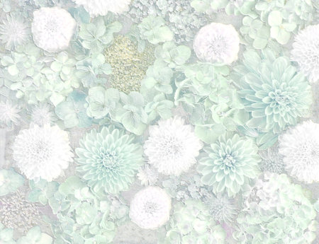 Relief of hydrangeas and dahlias. Floral background. 3D illustration. 3D renderの写真素材
