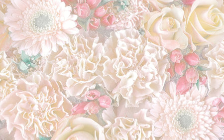 Relief of beige colored flowers. Retro Style background. 3D illustration. 3D renderの写真素材