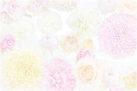 Fiber texture background with colorful flowersの写真素材