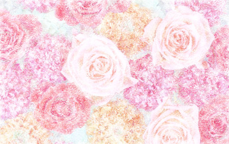 Arrangement of roses drawn with a rough touch marker penの写真素材