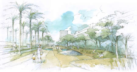 parkway in the cityの写真素材
