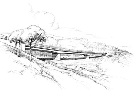 bridge in the mountainsの写真素材