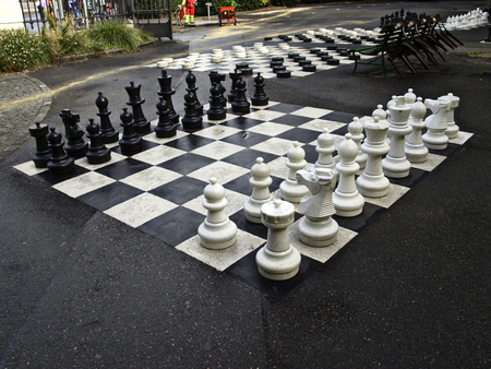 Oversized chess set in a park in Geneva, Switzerland の写真素材