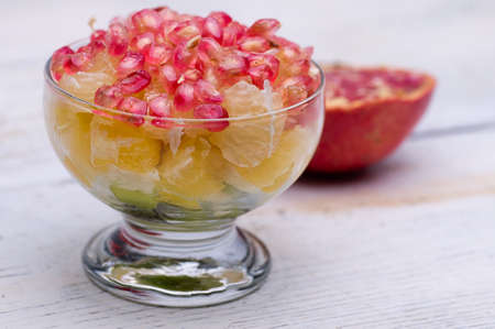 fruit salad, pomegranate, kiwi, orange, pomeloの写真素材