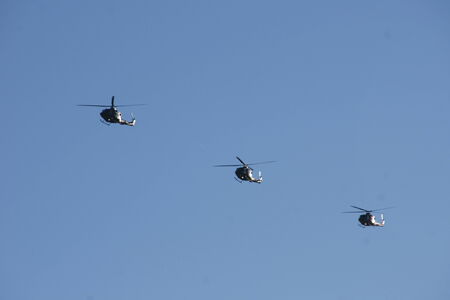 Helicopter in a rowの写真素材