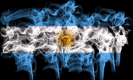 smoking flag of argentinaの写真素材