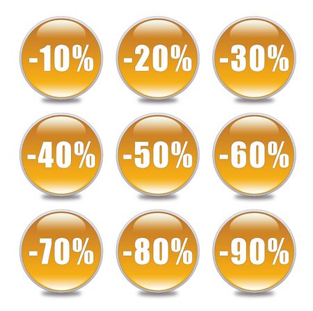 Discount Button in orangeの写真素材