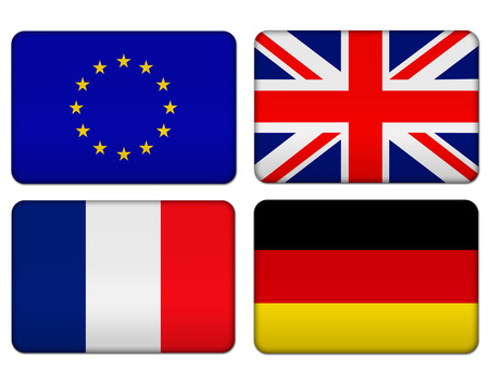 European Union, United Kingdom, France and Germany flag bannerの写真素材