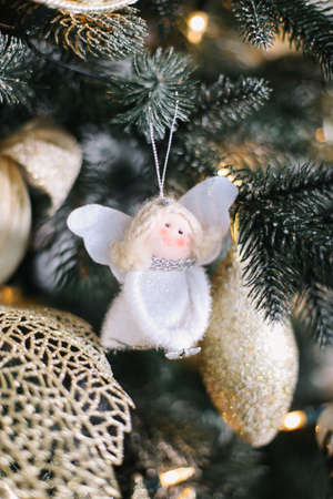 Christmas angel. Christmas decorations.  New Year's lights and decorations