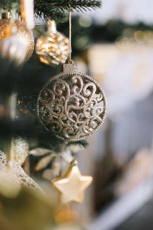 Christmas tree toys. Christmas decorations. Happy new year 2019の写真素材