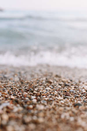 Sea waves, horizon and sunset sky. Vacation concept.の写真素材