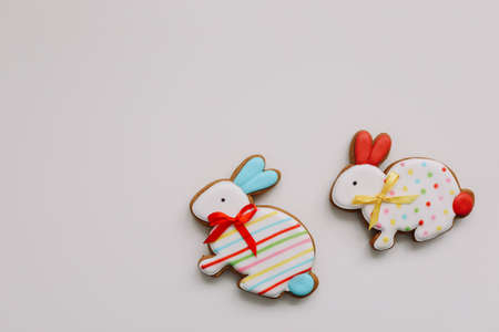 Gingerbread in a shape of Easter bunnyの写真素材