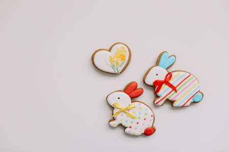 Gingerbread in a shape of Easter bunnyの写真素材