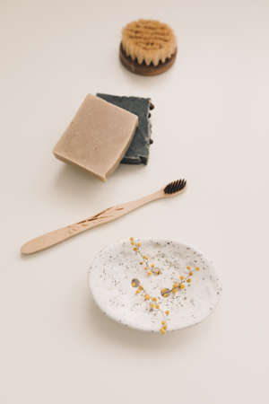 natural hygiene products, home soap, linen towel, bamboo toothbrushes, eco friendly style life...