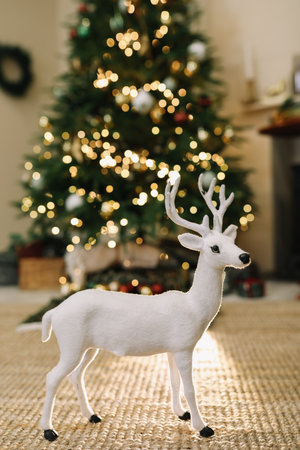 Christmas and New Year background with decorations and toysの写真素材