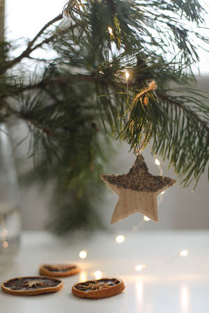 Christmas decorations and New Year holiday background.
