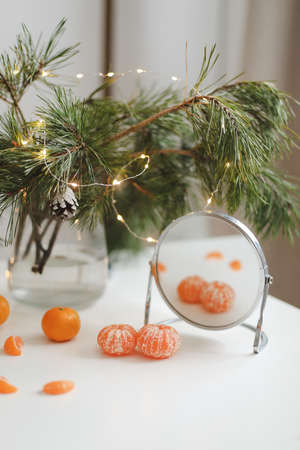 Christmas decorations and New Year holiday background.の写真素材