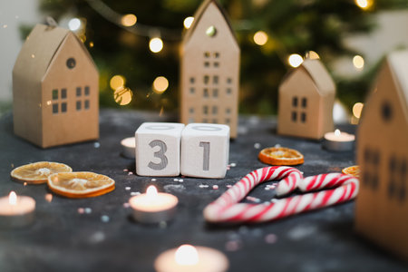 Christmas decorations and New Year holiday background.の写真素材