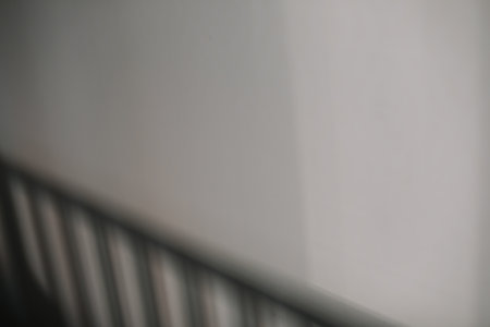 Abstract architecture shadow and lights in the room on white wall from window, dark shadows indoor in house background, monochrome, black and whiteの写真素材