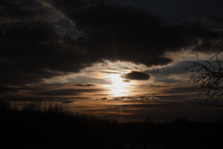 Amazing panoramic sunrise or sunset sky with colorful clouds. Gradient color. Sky texture, abstract...