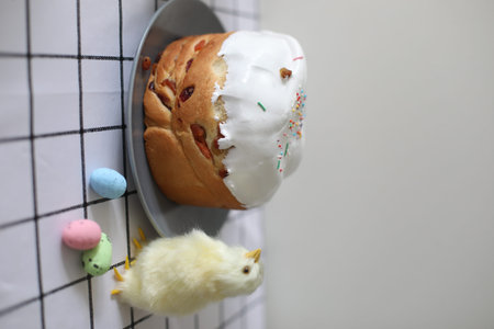 Easter Cake and Pastries.Traditional Easter powdered sugar pastries symbolizing spring and rebirth.