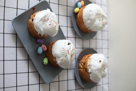 Easter Cake and Pastries.Traditional Easter powdered sugar pastries symbolizing spring and rebirth.