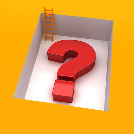 question mark 3d with downstairsの写真素材