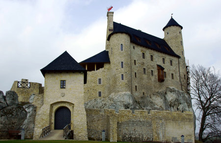 Medieval castle with tower in Bobolice, Polandのeditorial素材