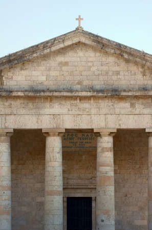 front of church in Corfu island, Greeceの写真素材