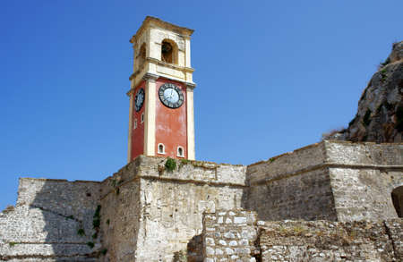Clock tower in Palaio Frourio, city of Corfu, Greekの写真素材
