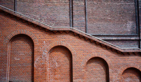 Building with red wall, Poland, Poznanの写真素材