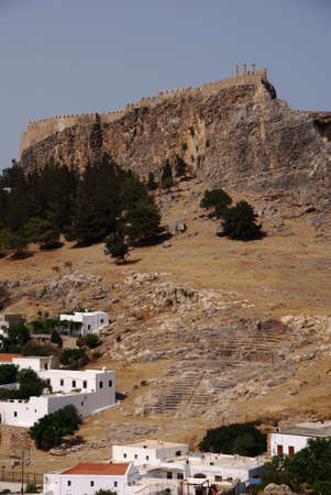 castle  on the hill, Greece,Rhodes,Lindosの写真素材