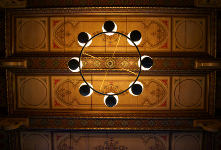 wooden ceiling in palace, Polandのeditorial素材
