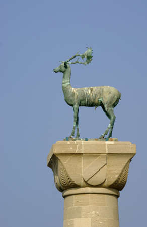 monument in port, City of Rhodes, Greeceの写真素材
