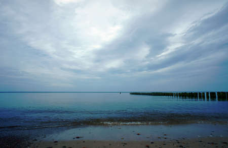 wooden breakwater,  Baltic, Poland 
