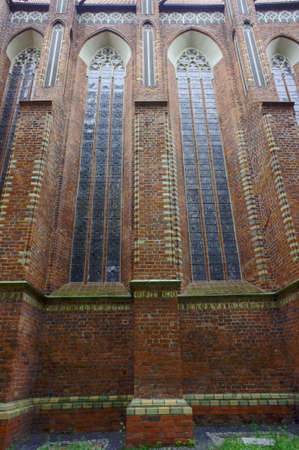 windows in gothic church, Polandの写真素材