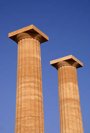 acropolis ancient column in Lindos, island Rhodes, Greeceの写真素材