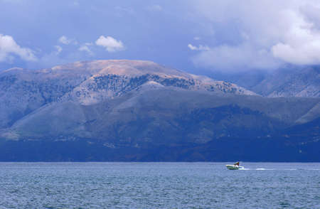 view to Albania from Corfu Island, Greece