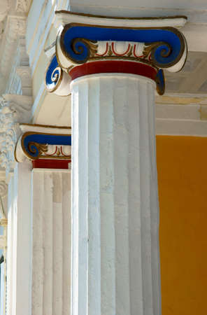 Head Ionic columns Achilleon Palace, Corfuの写真素材
