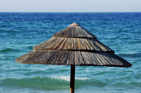 Parasol on the beach, Zakynthos island, Greeceの写真素材