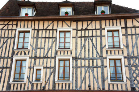 Half-timbered house in Troyes, Franceの写真素材