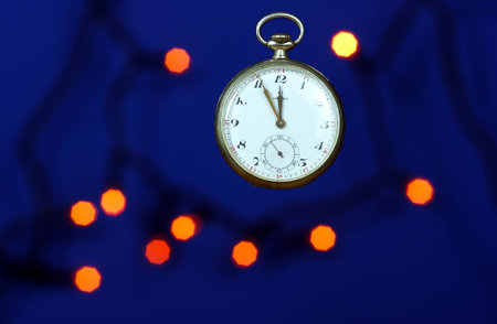 manual watch and Christmas lightsのeditorial素材