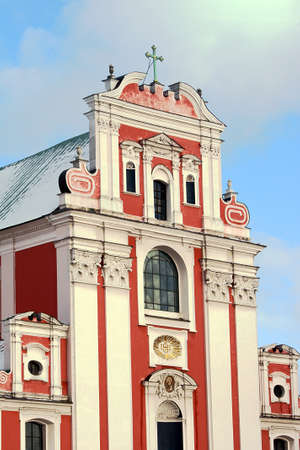 Baroque facade of the parish church in Poznanの写真素材
